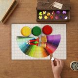 Boya Paleti - Fırçalar - Suluboya Tasarımı 240 Parça Ahşap Puzzle Ahşap Kutuda MP03661