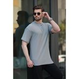 Boyalı Gri Basic Bisiklet Yaka Erkek Tişört E7133 - M