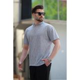 Boyalı Gri Hakim Yaka Erkek Basic Tişört E7148 - 2XL