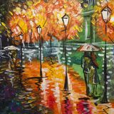 BOYAMA ETKİSİ GECE SAHNESİNDE ŞEMSİYE İLE ÇİFT A4 Ebat SATEN KAĞIT FOTOĞRAF BASKISI MUHTEŞEM 260GSM (297 x 210 mm veya 11,7 x 8,3 inç)