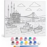 Boyama Tuval Seti - 40X50 cm Büyük Boy Hazır Desenli Tuval - 12 Renk Boya ve Fırça Dahil - Çocuklar ve Yetişkinler Için Hobi, Sanat ve Kendin Yap Boyama Seti - Sürpriz Model