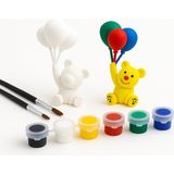 Boyanabilir 3D Ayıcık Seti | 10 cm 3D Baskı Figür + 2 Fırça + 6’lı 3m Akrilik Boya - Beyaz