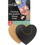 Boyanabilir Çift Taraflı Kalp Mdf 2 Li 1 Paket Kalp Tabela Kapı Duvar Yazı Yazmak Süslemek Dekoratif Hobi Sanat Seti - Çok Renkli - 24x26cm - Standart