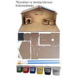 Boyanabilir Güneş Enerjili Ev Yapım Seti 1 Paket Güneş Paneli Mantar Led Lamba Mdf Ev Maketi Akrilikboya Resim Fırçası D