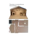 Boyanabilir Güneş Enerjili Ev Yapım Seti 1 Paket Güneş Paneli Mantar Led Lamba Mdf Ev Maketi Akrilikboya Resim Fırçası Deney Proje