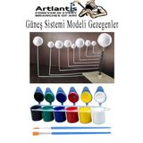 Boyanabilir Güneş Sistemi Modeli 9 lu 1 Paket Gezegenler Sistemi Strafor Köpük Top Guaj Boya Fırça Seti Maket Deney Okul