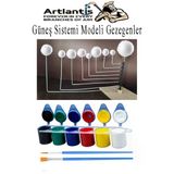 Boyanabilir Güneş Sistemi Modeli 9 lu 1 Paket Gezegenler Sistemi Strafor Köpük Top Guaj Boya Fırça Seti Maket Deney Okullar İçin Öğretici