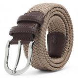 BOYD Rahat ve Şık Örgü Erkek Kemeri, Uniseks Kullanıma Uygun Kemer, Hakiki Deri Aksesuarlı Elastik Erkek Kemer, 3.5 cm Genişlik (03-Bej, M / 85-95 cm Aralığı Bel Ölçüsü)