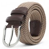 BOYD Rahat ve Şık Örgü Erkek Kemeri, Uniseks Kullanıma Uygun Kemer, Hakiki Deri Aksesuarlı Elastik Erkek Kemer, 3.5 cm Genişlik (03-Bej, S / 75-85 cm Aralığı Bel Ölçüsü)