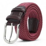 BOYD Rahat ve Şık Örgü Erkek Kemeri, Uniseks Kullanıma Uygun Kemer, Hakiki Deri Aksesuarlı Elastik Erkek Kemer, 3.5 cm Genişlik (06-Bordo, M / 85-95 cm Aralığı Bel Ölçüsü)