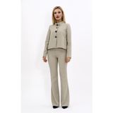 Boydan Düğmeli Mini Ceket & Ispanyol Paça Pantolon Takım-Bambu - 34