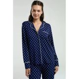 Boydan Düğmeli, Uzunkol Desenli Pijama Takım, Kutulu Çeyizlik Pijama Takım, %96 Viskon