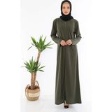 Boydan Fermuarlı Kadın Tesettür Namaz Elbisesi - 00410 Haki - 2XL - 3XL