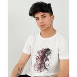 Boydimood Canavar Kız Baskılı Oversize Erkek Beyaz Tişört - XL