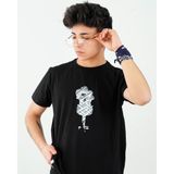 Boydimood Gitar Baskılı Oversize Siyah Tişört - 2XL