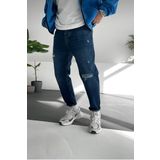 Boyfriend Mavi Renk Yırtık Model Kot Pantolon