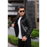 Boymen Erkek Deri Mont Kışlık Deri Ceket Rüzgar Geçirmez Kürklü MONT