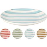 Boyner Evde 1 Adet Seramik Çok Renkli Pasta Tabağı Soft Desenli Çizgili 19CM 4ASS.