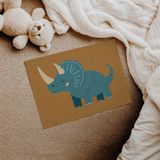 Boynuzlu Mavi Dinozor Çocuk Odası Duvar Posteri Çerçeveli Tablo Duvar Dekorasyonu - 21 x 30 - Çerçevesiz Poster