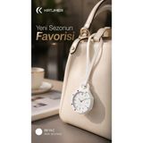 Boyol Pop Çanta Charm Saat Askılı Analog Saat Sekizgen Tasarım Unisex Çanta Aksesuarı - Beyaz