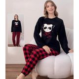 Boyraz Kadın Kışlık Bisiklet Yaka Soft Kadife Pijama Takımı 07016 - 1 Adet Siyah-S - M