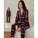 Boyraz Kadın Süet Boydan Düğmeli Pijama Takımı 02007 - 1 Adet Kırmızı-L