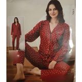 Boyraz Kadın Süet Boydan Düğmeli Pijama Takımı 02021 - 1 Adet Kırmızı-L