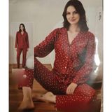 Boyraz Kadın Süet Boydan Düğmeli Pijama Takımı 02021 - 1 Adet Kırmızı-XL