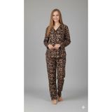 Boyraz Uzun Kollu Leopar Desenli Kadın Pijama Takımı Süet Kumaş 4GENBYRZLPR