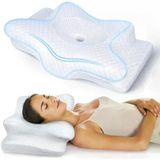Boyun Desteği İçin Ultra Fıtık Ağrı Giderici Soğutma Yastığı, Ayarlanabilir Servikal Yastık Rahat Uyku, İcin Ergonomik Konforlu Hafızalı Köpük Yastıklar Kırışık Giderici (Beyazsiy