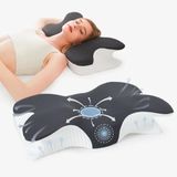 Boyun Desteği için Ultra Fıtık Ağrı Giderici Soğutma Yastığı, Ayarlanabilir Servikal Yastık Rahat Uyku, icin Ergonomik Konforlu Hafızalı Köpük Yastıklar Kırışık giderici (BEYAZSİYAH)