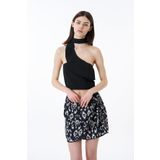 Boyun Detaylı Crop Bluz Siyah