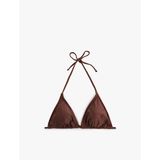 Boyundan Bağlamalı Parıltılı Üçgen Bikini Üstü