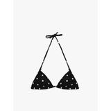 Boyundan Bağlamalı Puantiyeli Üçgen Bikini Üstü