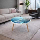 Boyut Çiçek Desenli Yuvarlak Orta Sehpa 42 cm – Modern Salon & Balkon Dekoru - çok renkli