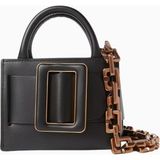 BOYY Micro Bobby Surreal Mini Calfskin, Deri Lüks Çanta ve Zincirli Omuz Askısı - Siyah