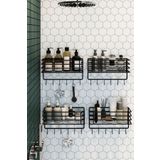 boz concept home Avantajlı 4 Adet 34 CM Paslanmaz Yapışkanlı Banyo Düzenleyici Şampuanlık Banyo Rafı