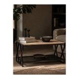boz concept home Home X-Frame Metal Orta Sehpa 94x50 cm – Ahşap Görünümlü Üst Tabla, Geniş Alt Raf, Modern Endüstriyel Tasarım