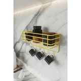 Boz Concept Home Lüks 6 Kancalı Mutfak Rafı Metal Mutfak Düzenleyici Baharatlık Organizer - Sarı