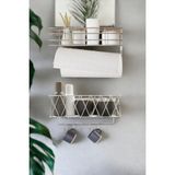 Boz Concept Home Mutfak Rafı Lüks Baharatlık Kağıt Havluluk Fincanlık Sepet Raf Dekoratif Düzenleyici Sepet Peçetelik - Gümüş
