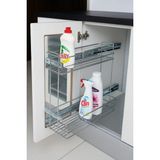 boz concept home Teleskopik Raylı Dolap İçi Düzenleyici Sepet – İki Katlı Krom Metal Mutfak ve Banyo Organizeri