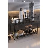 Boz Concept Home Tezgah Ustu Raf 2 Katli Siyah Metal Banyo Mutfak Sepet Baharatlik Duzenleyici