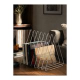 boz concept home Vela Metal Plaklık ve Dergilik Üçgen Bölmeli Masaüstü Kitaplık ve Organizer, Siyah 31,5 x 22,5 x 26 cm