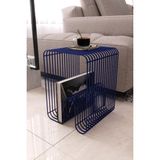 Boz Concept Home Viyana Tel Metal Tasarımlı Modern Paslanmaz Yan Sehpa, Dekoratif Metal Sehpa - Lacivert