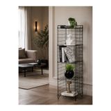 boz concept home Wire 5 Raflı Metal Tel Kitaplık – 135 cm Dekoratif Dar Raf Ünitesi Siyah