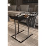 boz concept home Yan Sehpa Dekoratif Metal Ayaklı Siyah Ahşap Tablalı Koltuk Yanı Çok Amaçlı Mutfak Düzenleyici