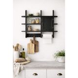 Boz Yapı Dekorasyon Elif %100 Doğal Ahşap Mutfak Rafı Terek - Siyah