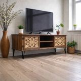 Boz Yapı Dekorasyon WoodNEW %100 Doğal Ahşap Tv Ünitesi - Ceviz - 159*35*51