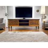 Boz Yapı Dekorasyon Woodshape %100 Doğal Ahşap Tv Ünitesi 159*35*44 - Açık Ceviz