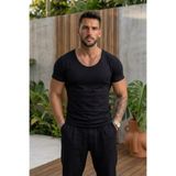 bozdemirtshirt Erkek %100 Pamuklu Slim Fit Pis Açık Yaka Etek Düz Tshırt (5590)